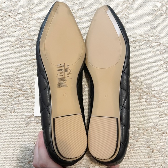 H&M Black Quilted Faux Leather Flats Size 9.5 / EU 41 - Picture 5 of 7
